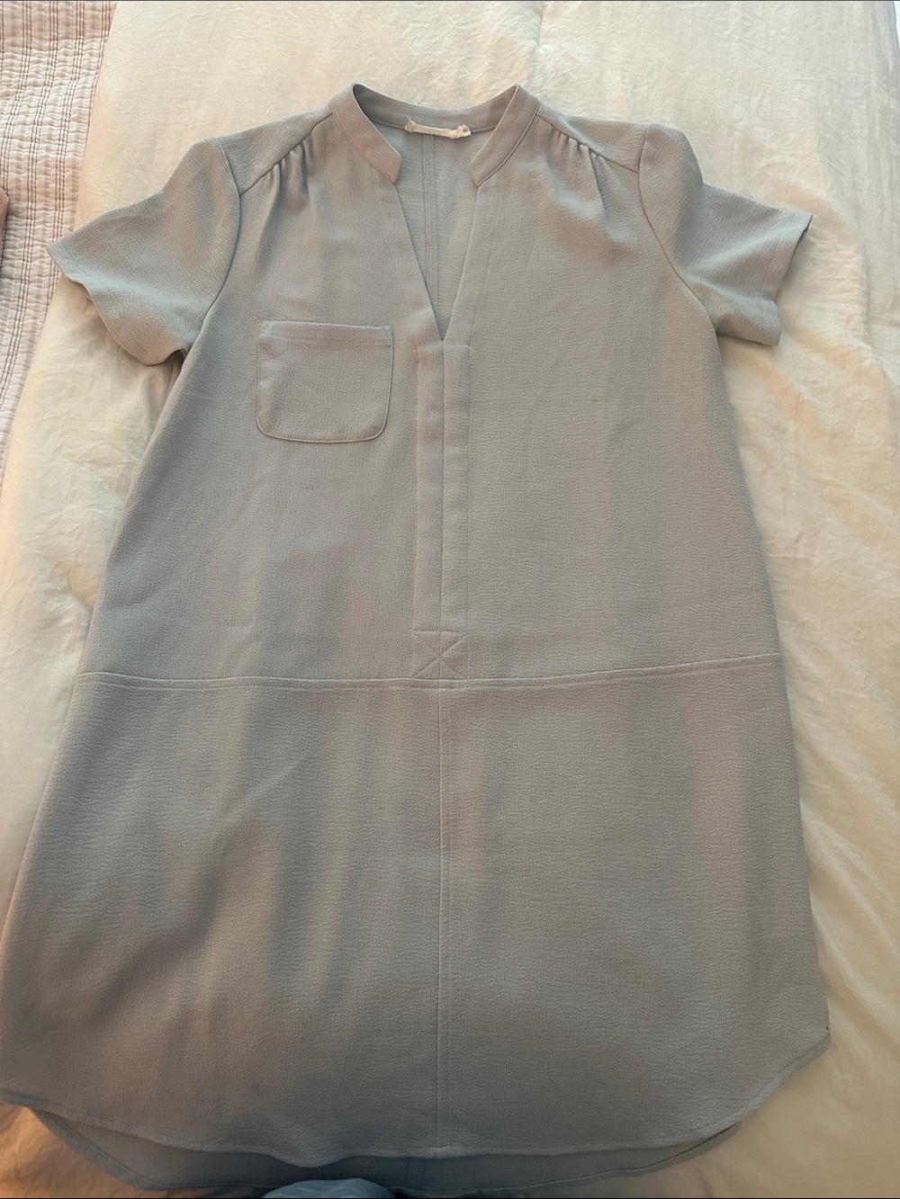 Light Blue Short Sleeve Shift Dress